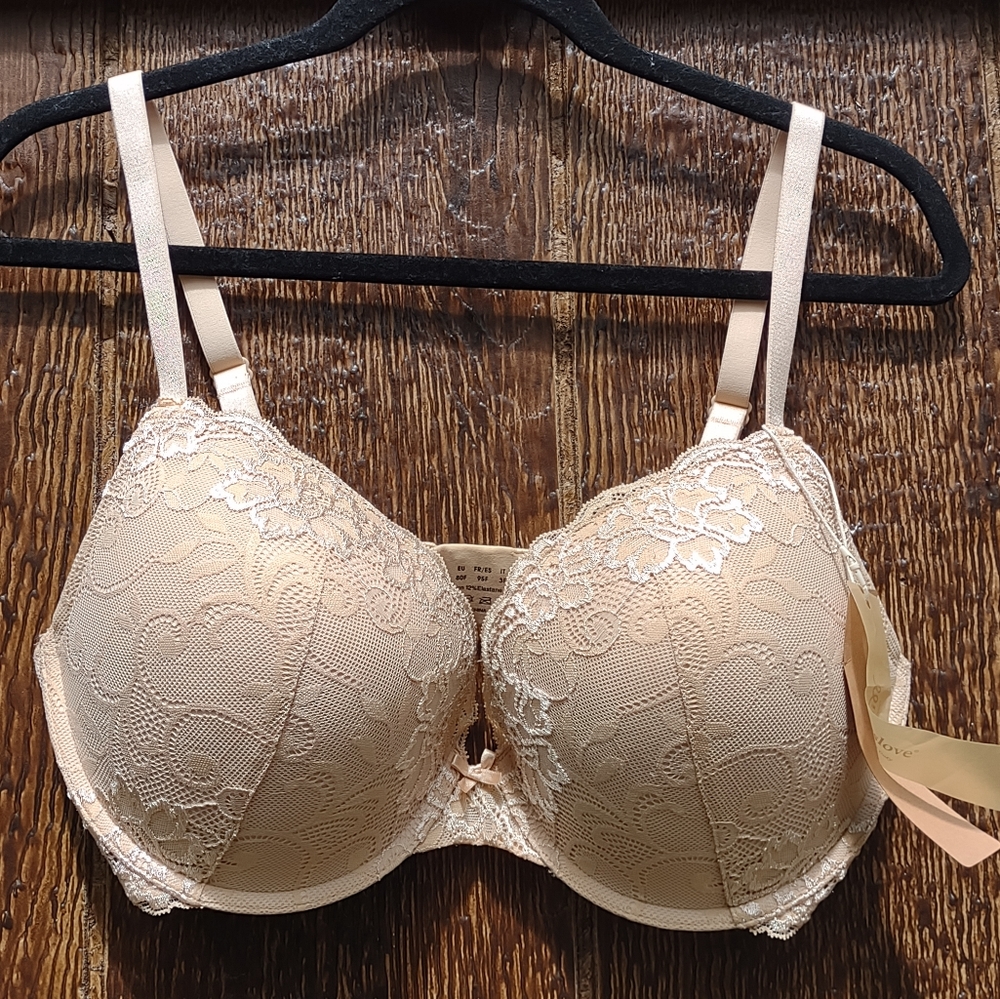 Wingslove Lace Beige Push Up Bra Size 36DDD